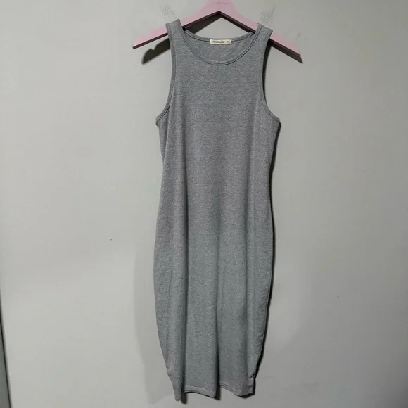 Marine Layer Tank Dress Medium Grey White Thin Micro Stripe Lexi Stretch Midi - Picture 4 of 7